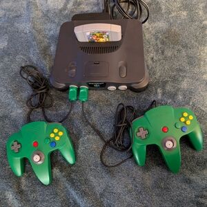 Nintendo 64 Game Console With Controllers (Charcoal Gray)